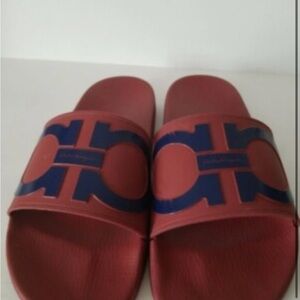 Red and black Slide Sandals